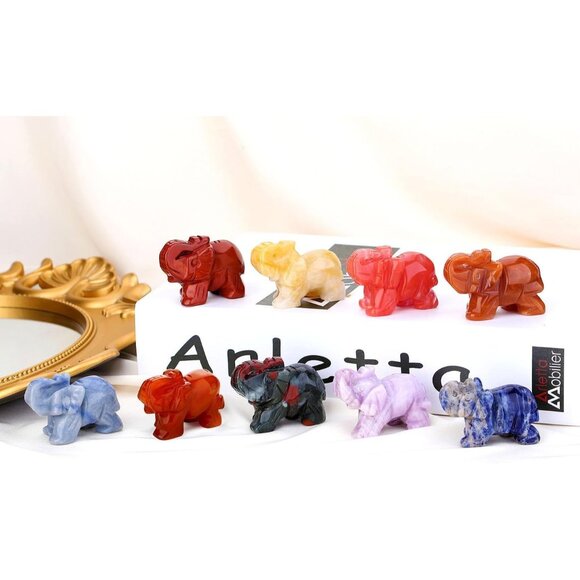 Yellow Jade Crystals Elephant Décor Cute Desk Stones Figurine Natural Gemston - Picture 6 of 6